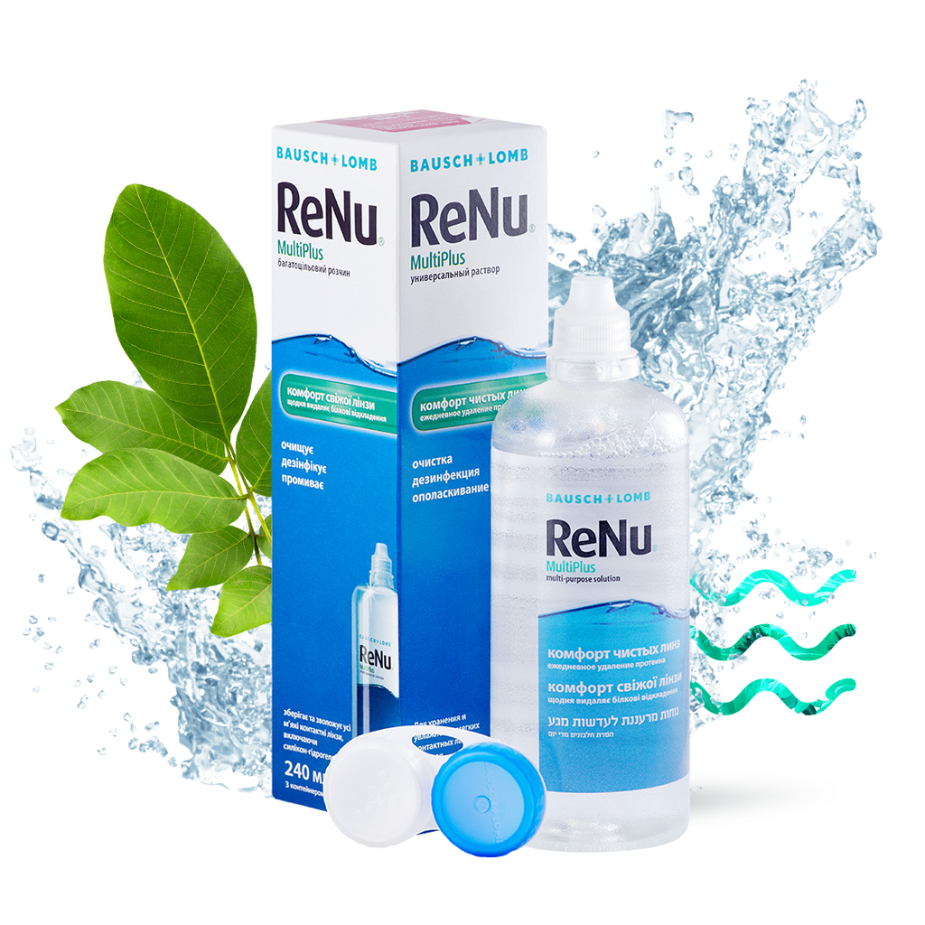 ReNu Multi Plus, раствор для обработки и хранения мягких контактных линз, 240 мл, 1 шт.